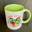 Kaffeebecher aus Keramik weiß/grün 1